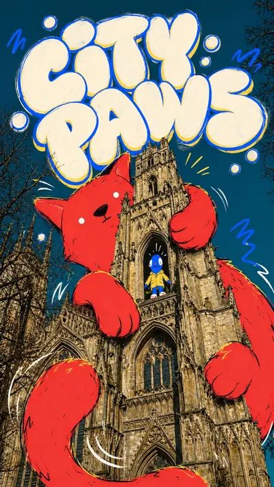 Gothic Cat Doodle Photo Collage Style