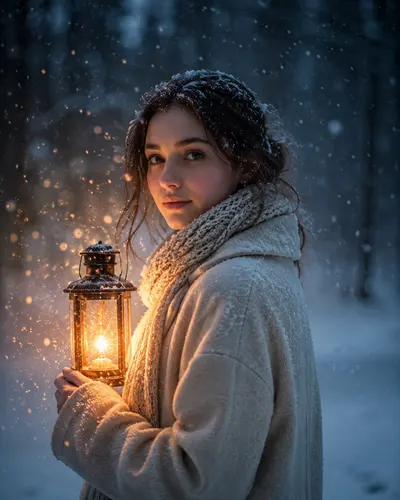 Lantern in the Winter Dusk